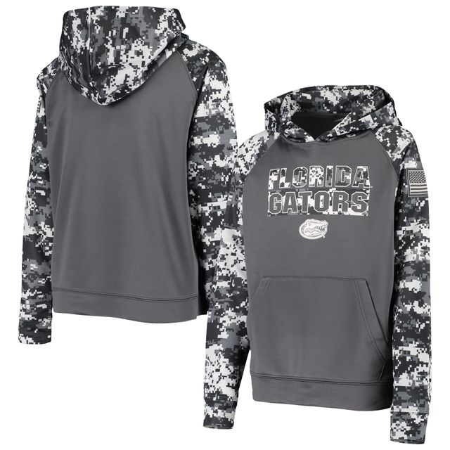 Sweat à capuche raglan motif camouflage numérique pour jeunes Colosseum Charcoal Florida Gators OHT