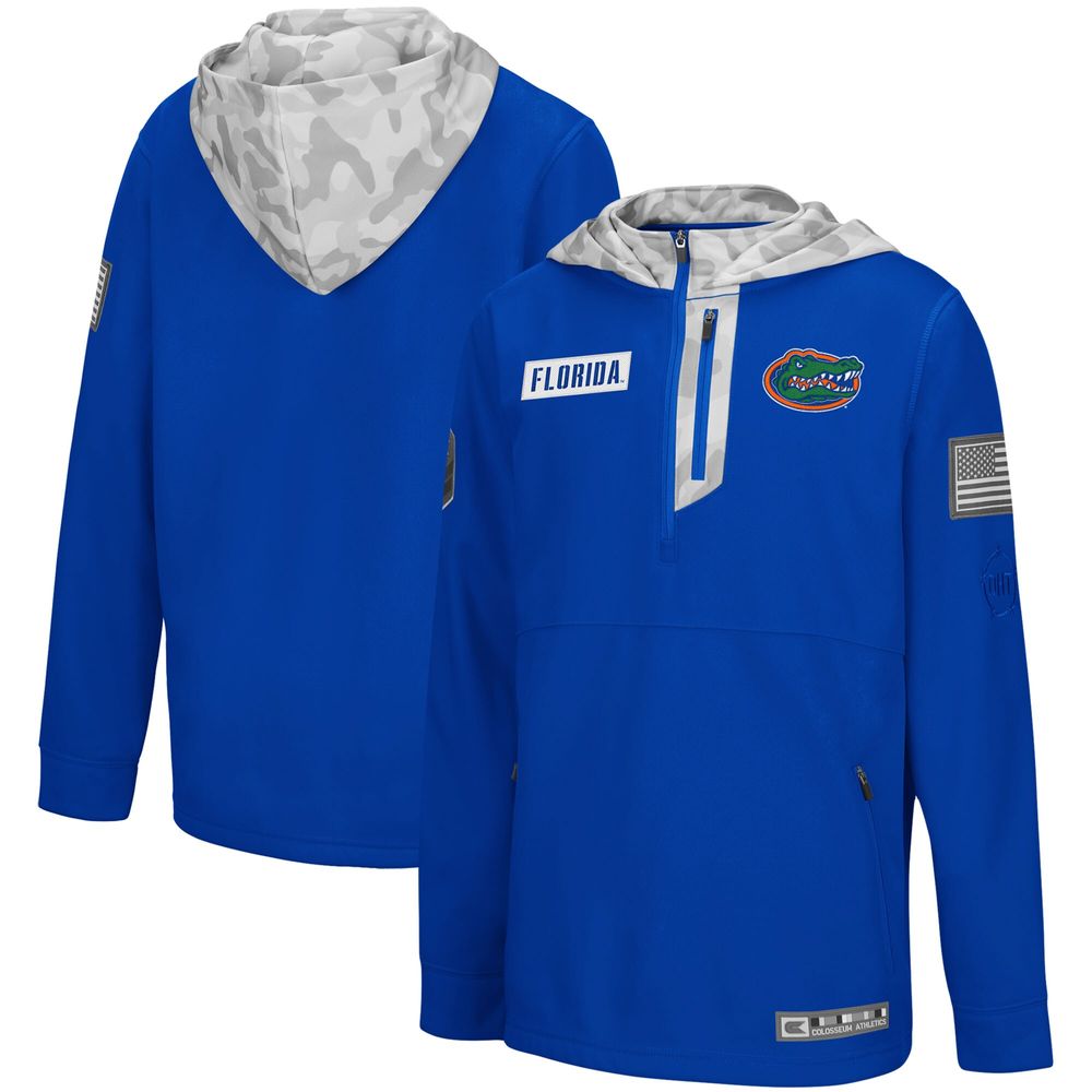 Youth Colosseum Royal/Arctic Camo Florida Gators OHT Military Appreciation Shellback Quarter-Zip Hoodie