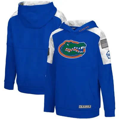 Florida Gators Colosseum Youth OHT Military Appreciation Hummer Pullover Hoodie - Royal/White