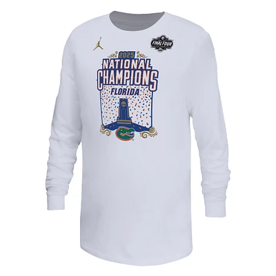 Youth Jordan Brand  White Florida Gators 2025 NCAA Men's Basketball National Champions Expressive Long Sleeve T-Shirt