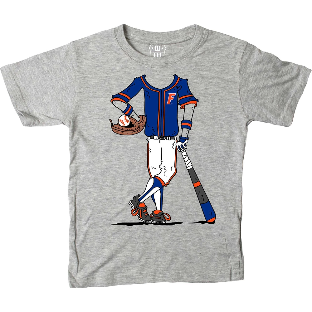 Youth Wes & Willy Gray Florida Gators Baseball Player T-Shirt