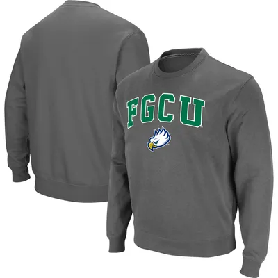 Florida Gulf Coast Eagles Colosseum Arch Over Logo Pullover Sweatshirt - Charcoal