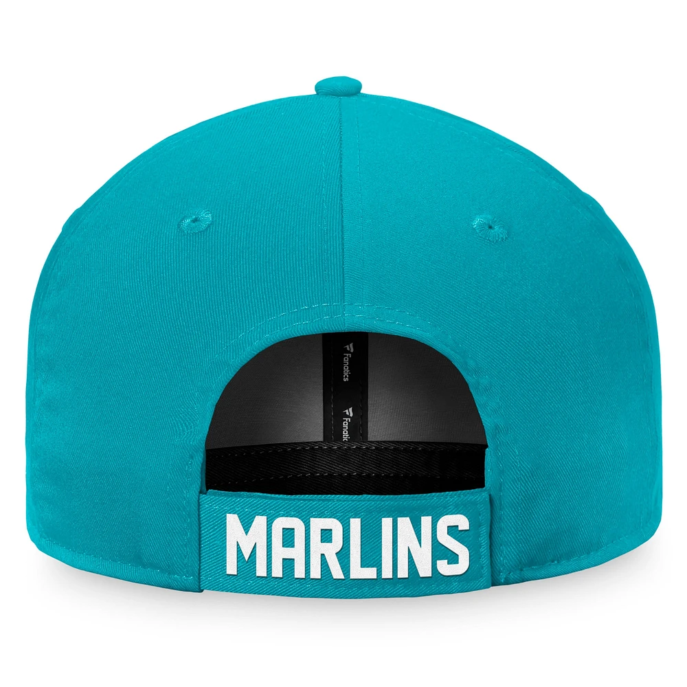 Men's Fanatics Aqua Miami Marlins Cooperstown Collection Core Adjustable Hat