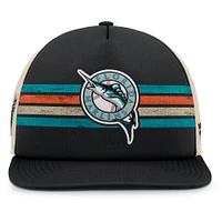 Men's Fanatics Black/Natural Florida Marlins Cooperstown Collection Powers Snapback Hat