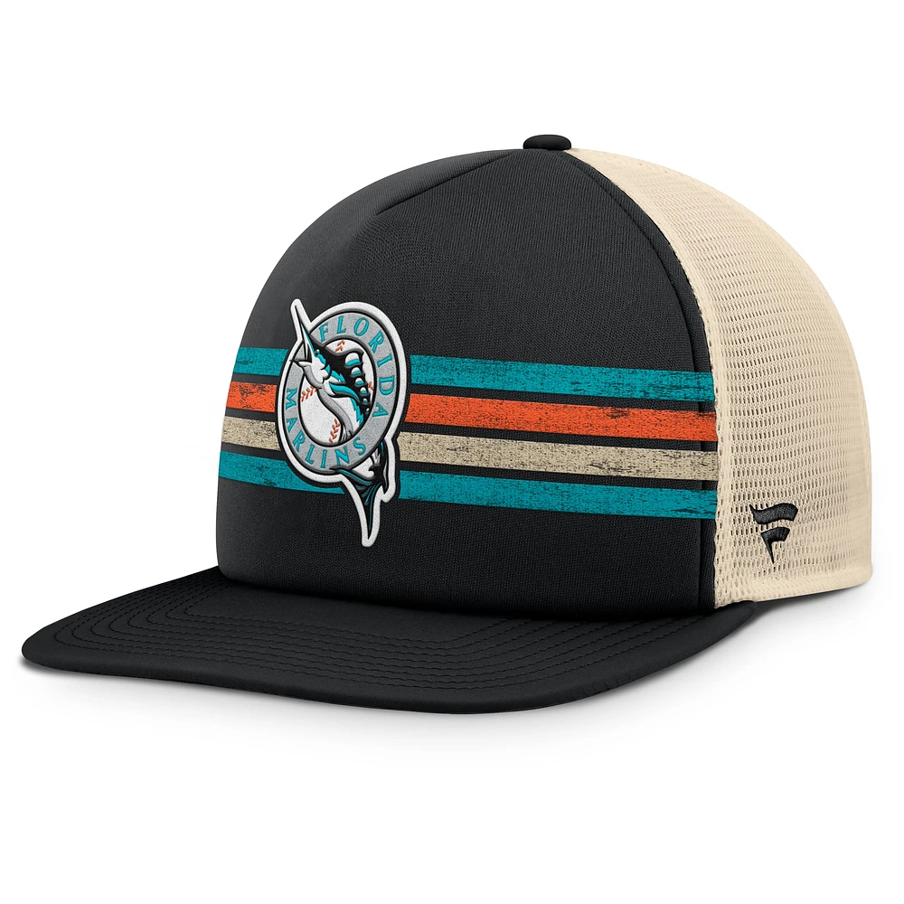 Men's Fanatics Black/Natural Florida Marlins Cooperstown Collection Powers Snapback Hat