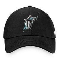 Men's Fanatics Black Florida Marlins Cooperstown Collection Core Adjustable Hat