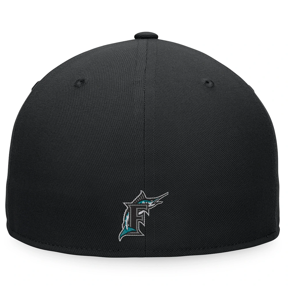 Men's Fanatics Black Florida Marlins Cooperstown Collection Hurler Fitted Hat