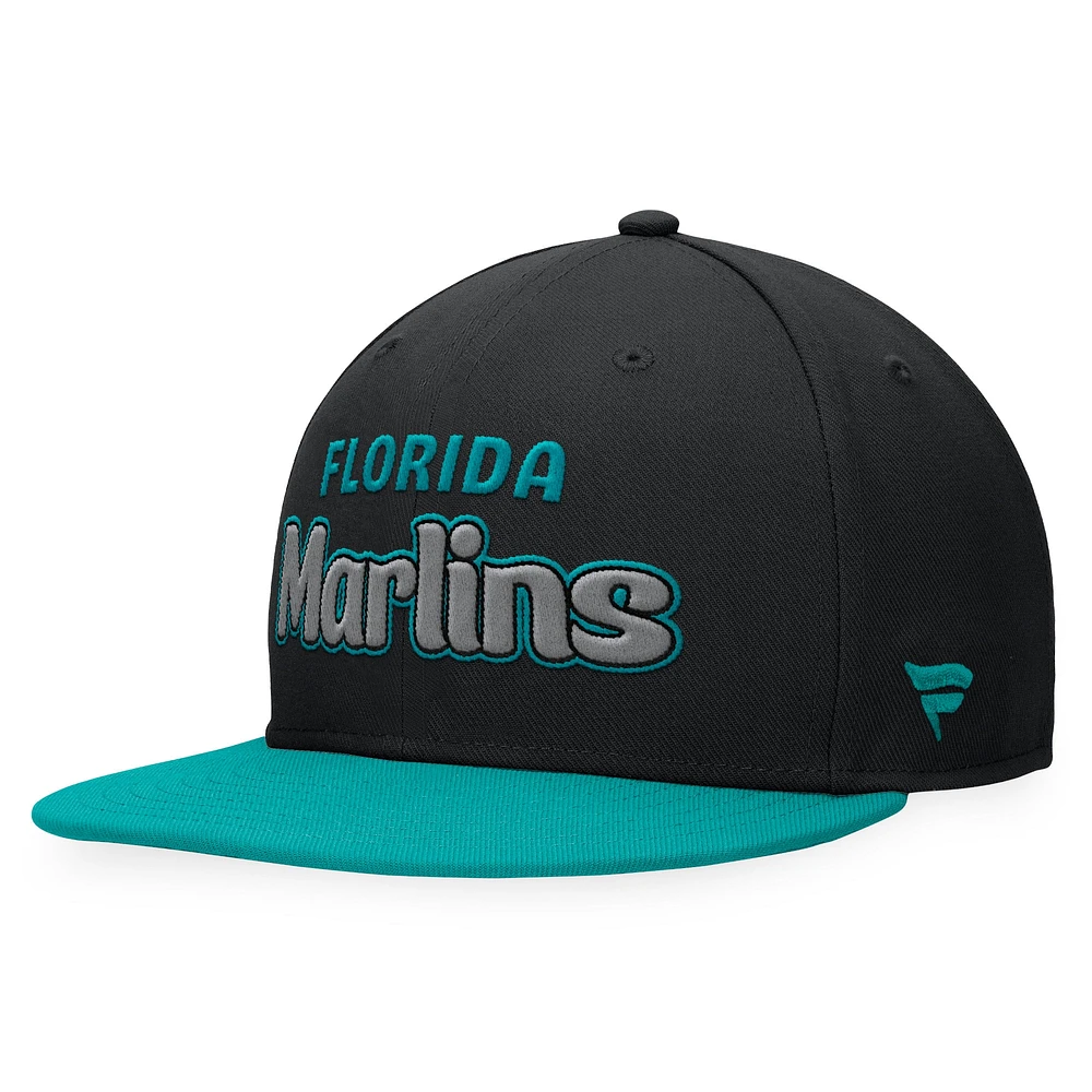 Casquette ajustée Hurler Fanatics pour hommes, noire, Florida Marlins, collection Cooperstown