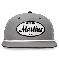 Men's Fanatics Gray Florida Marlins Cooperstown Collection Iron Golfer Snapback Hat