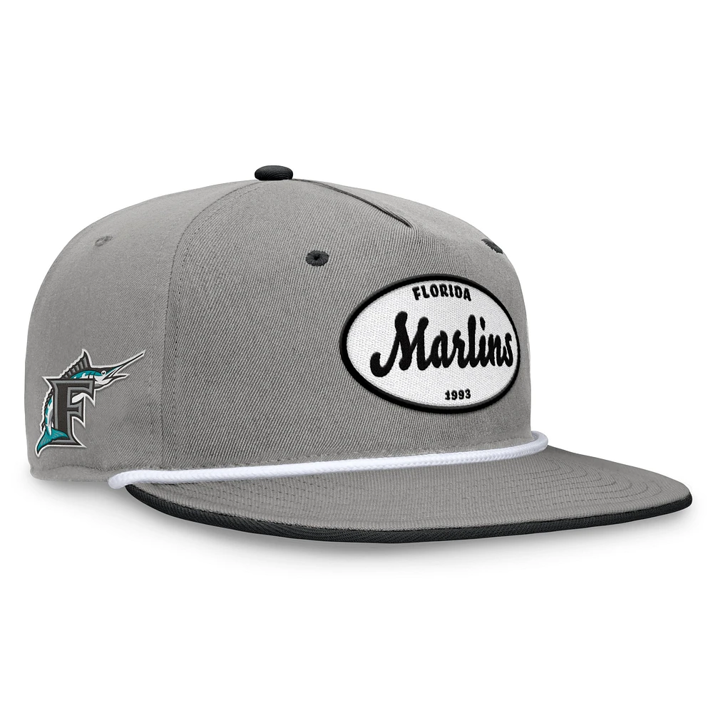 Casquette Snapback Iron Golfer Fanatics pour hommes, gris Florida Marlins Cooperstown Collection