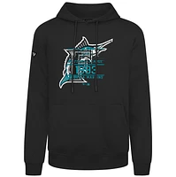 Men's Levelwear  Black Florida Marlins Cooperstown Collection Distressed Podium Acumen Pullover Hoodie