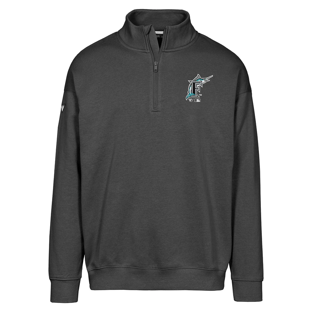 Men's Levelwear  Black Florida Marlins Cooperstown Collection Murray Quarter-Zip Sweatshirt