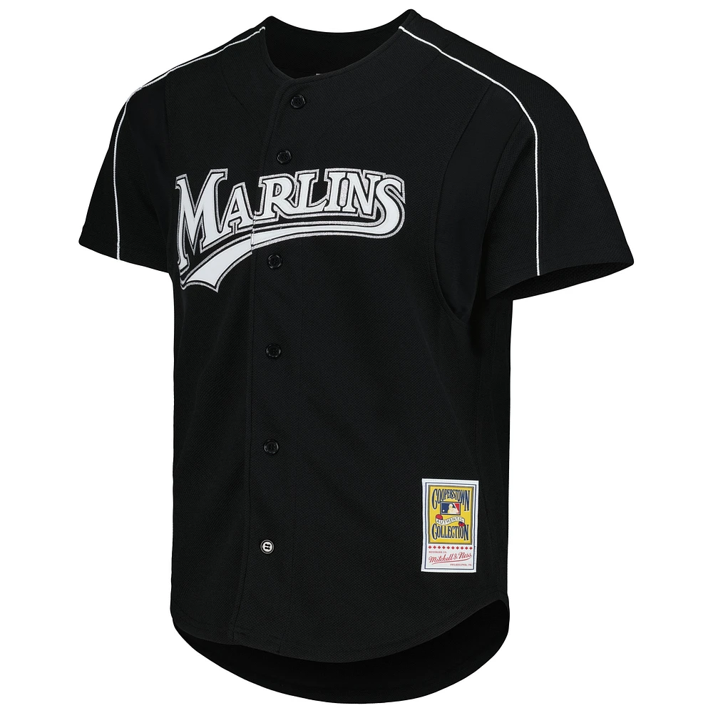 Mitchell & Ness Dontrelle Willis Black Florida Marlins Cooperstown Collection Maillot boutonné d'entraînement au bâton en maille pour homme