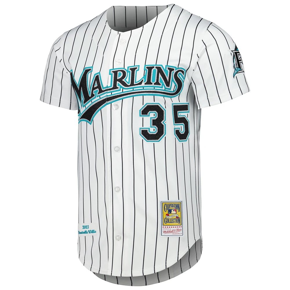 Men's Mitchell & Ness Dontrelle Willis White Florida Marlins Cooperstown Collection Authentic Jersey