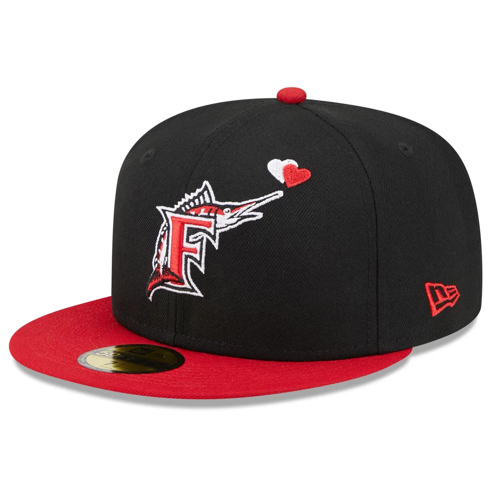 Lids Florida Marlins New Era Heart Eyes 59FIFTY Fitted Hat - Black/Red