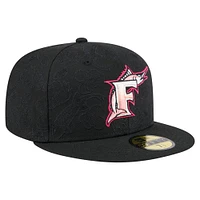 Men's New Era Black Florida Marlins Cooperstown Collection Tonal Koi 59FIFTY Fitted Hat