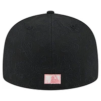 Men's New Era Black Florida Marlins Cooperstown Collection Tonal Koi 59FIFTY Fitted Hat