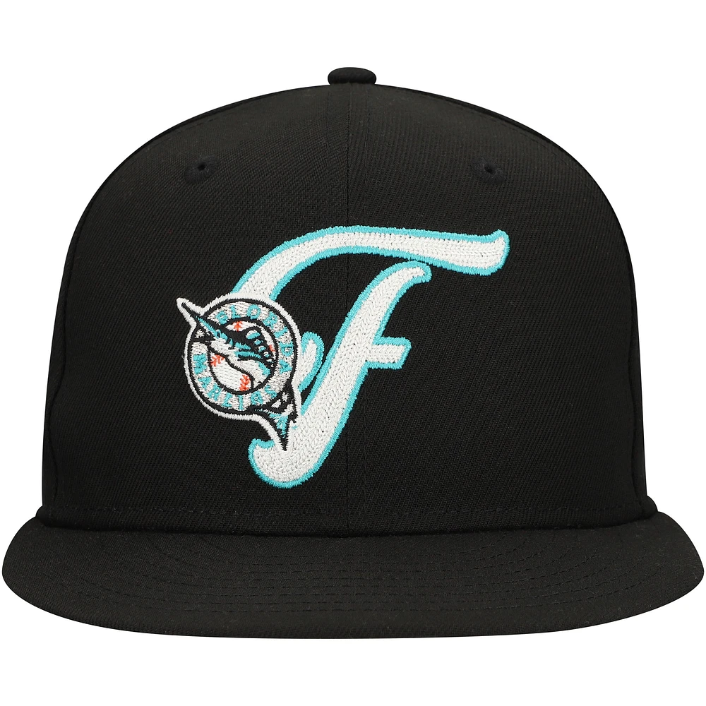 Casquette ajustée Cooperstown Collection Duo Logo 2.0 59FIFTY pour homme New Era noire Florida Marlins