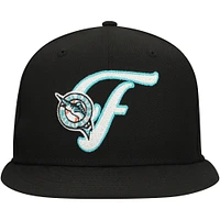 Men's New Era Black Florida Marlins Cooperstown Collection Duo Logo 2.0 59FIFTY Fitted Hat