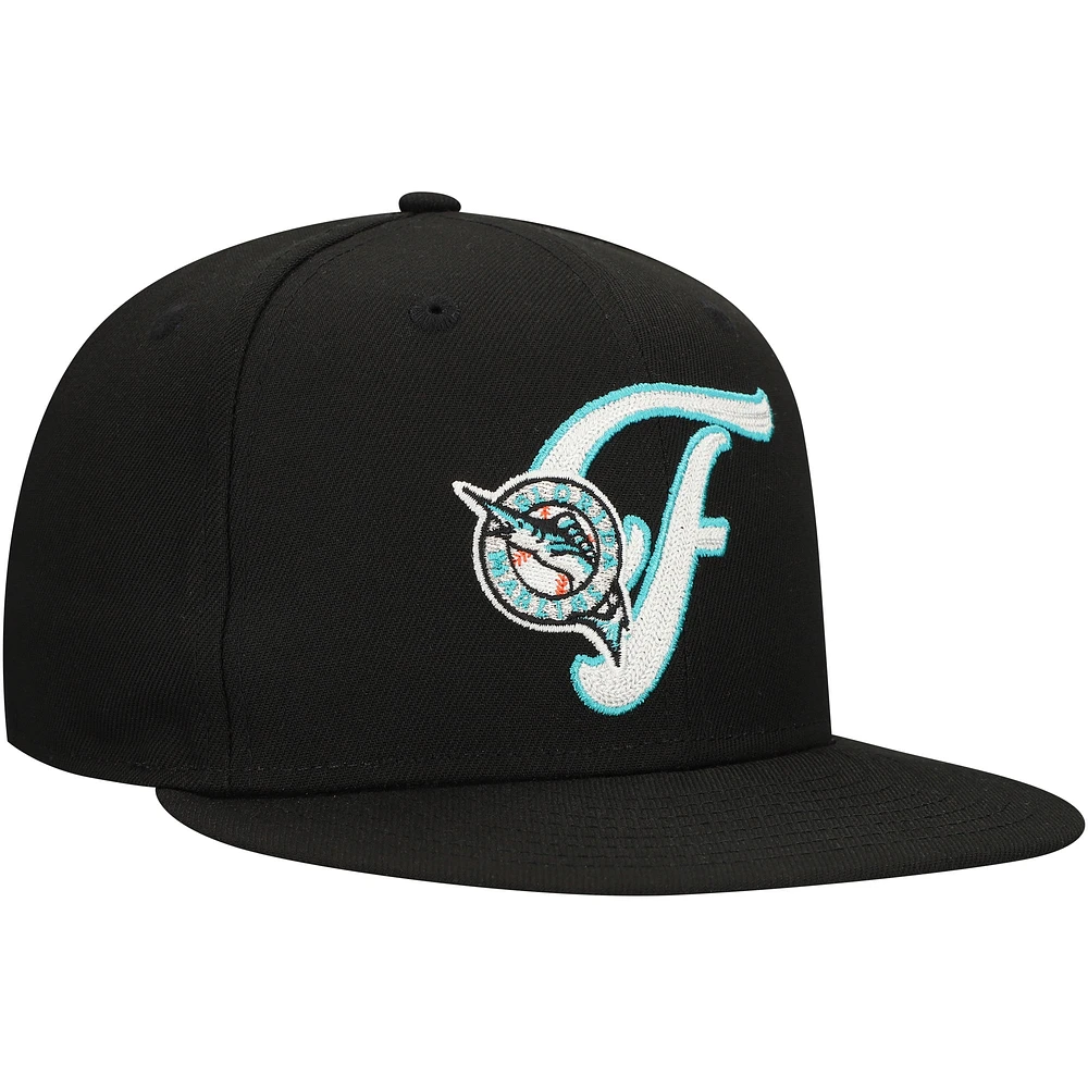 Men's New Era Black Florida Marlins Cooperstown Collection Duo Logo 2.0 59FIFTY Fitted Hat