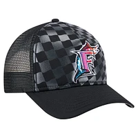 Men's New Era Black Florida Marlins Cooperstown Collection Gradient 9FORTY A-Frame M-Crown Trucker Adjustable Hat