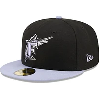 Casquette ajustée 59FIFTY avec écusson latéral de la collection Florida Marlins Cooperstown New Era pour homme