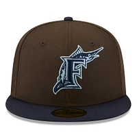 Casquette ajustée 9FIFTY Florida Marlins Walnut New Era pour homme, marron/bleu marine