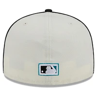 Casquette ajustée New Era Florida Marlins Chrome Sutash 59FIFTY pour homme, crème/noir