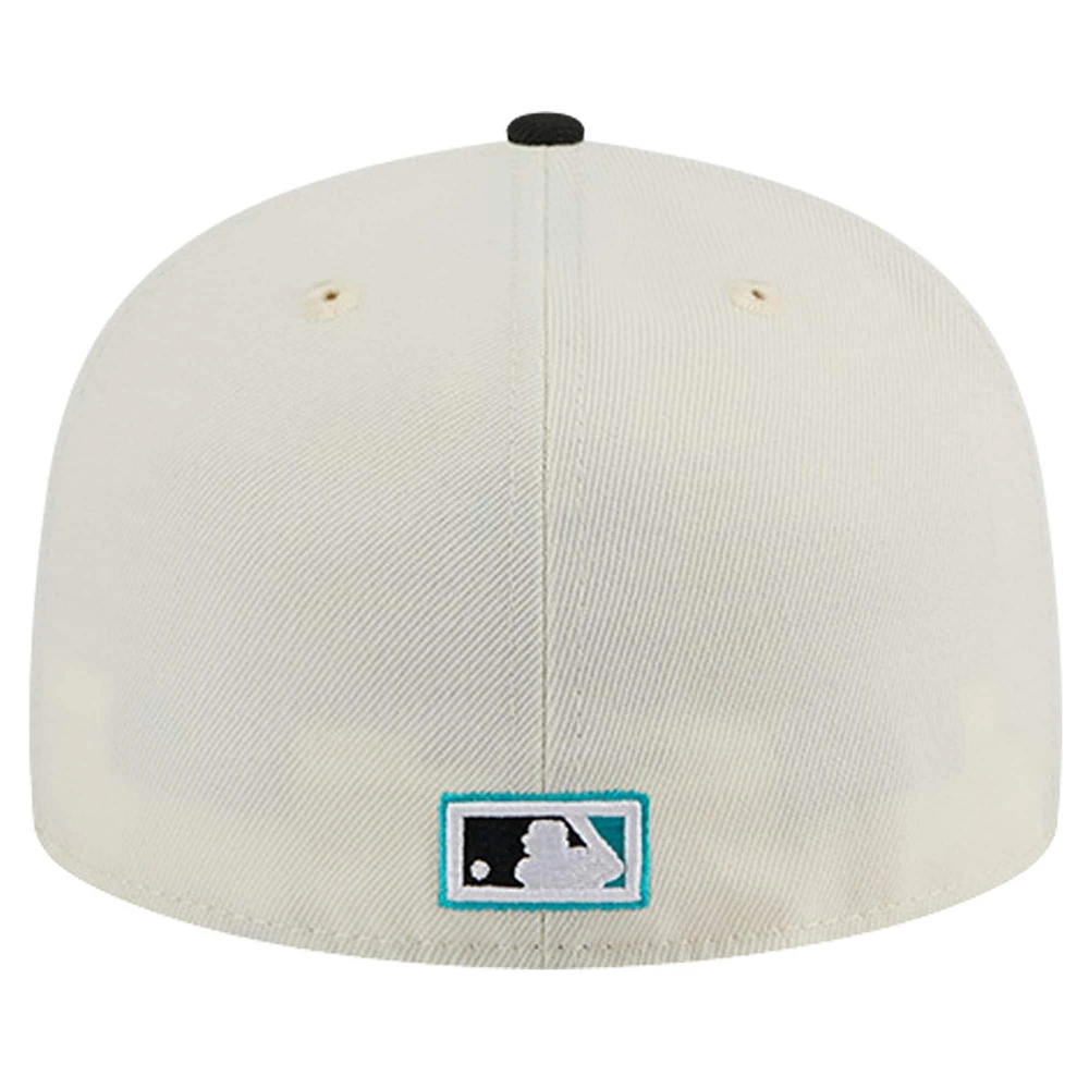 Men's New Era Cream Florida Marlins Cooperstown Collection Chrome 59FIFTY Fitted Hat
