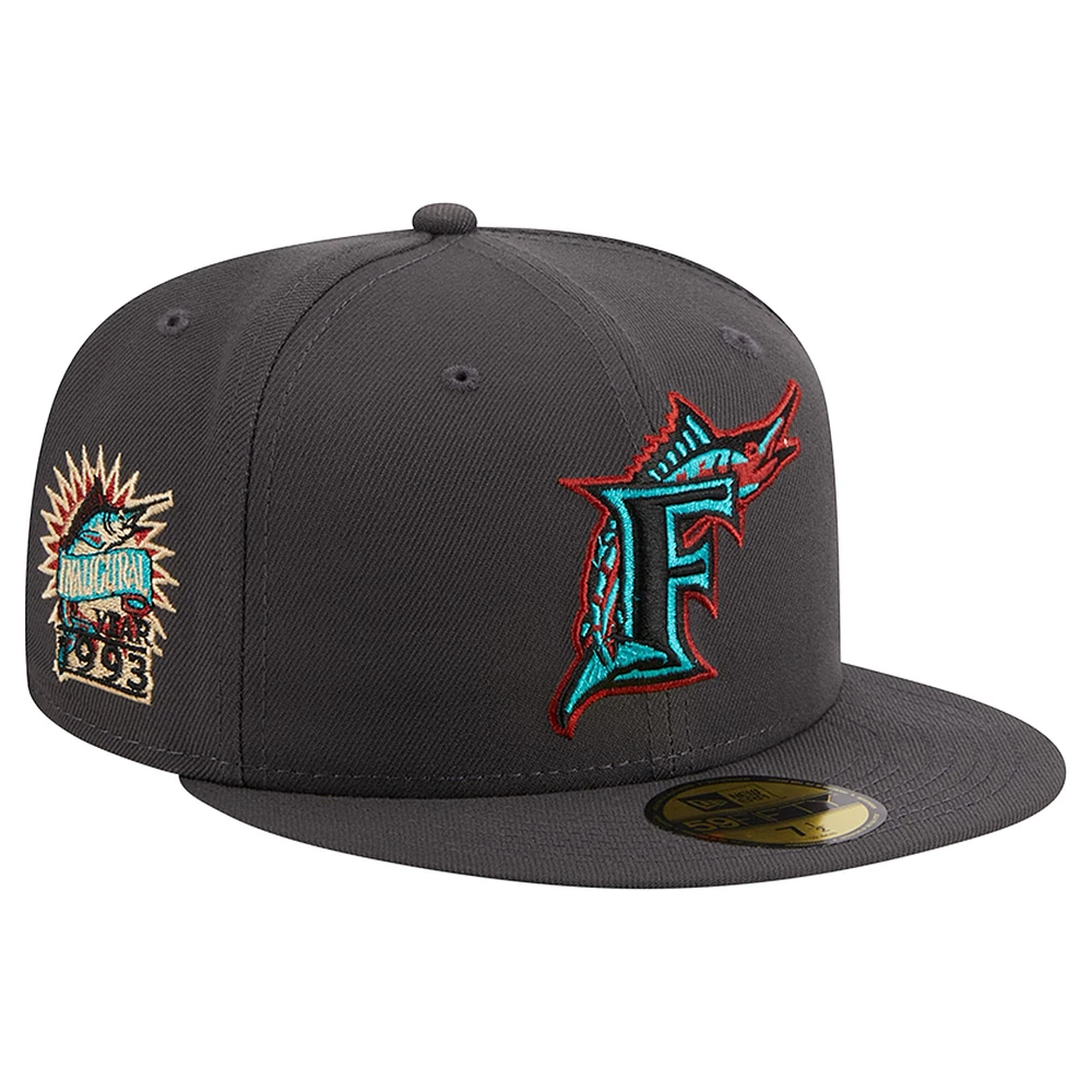 Casquette ajustée 59FIFTY avec sous-visière imprimée de la collection Florida Marlins Cooperstown New Era pour homme