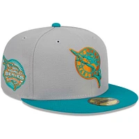 Casquette ajustée 59FIFTY pour homme de la collection Florida Marlins Cooperstown New Era, gris/bleu sarcelle