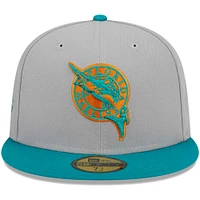 Casquette ajustée 59FIFTY pour homme de la collection Florida Marlins Cooperstown New Era, gris/bleu sarcelle