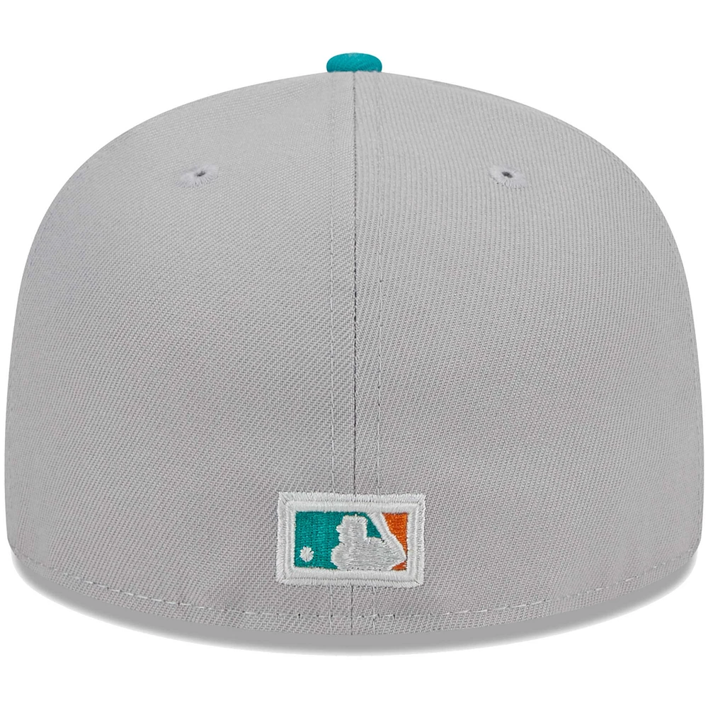 Casquette ajustée 59FIFTY pour homme de la collection Florida Marlins Cooperstown New Era, gris/bleu sarcelle