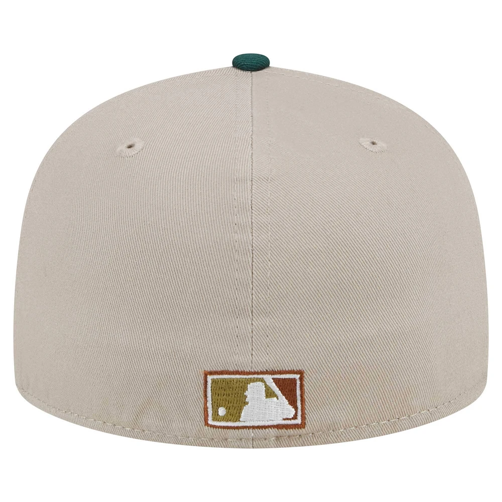 Men's New Era Natural/Hunter Green Florida Marlins Cooperstown Collection Lifestyle Tree Bark Fill 59FIFTY Fitted Hat