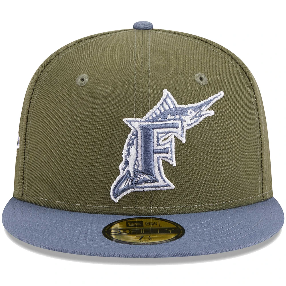 Casquette ajustée 59FIFTY Florida Marlins New Era pour homme, olive/bleu