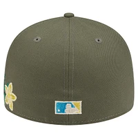 Men's New Era Olive Florida Marlins Cooperstown Collection Tonal Florals 59FIFTY Fitted Hat