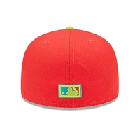 Men's New Era Red/Neon Green Florida Marlins 1993 Inaugural Season  Lava Highlighter Combo 59FIFTY Fitted Hat