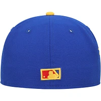 Casquette ajustée Empire 59FIFTY des Florida Marlins Cooperstown Collection pour homme New Era, bleu royal/jaune