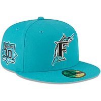 Men's New Era Teal Florida Marlins Cooperstown Collection Turn Back The Clock 59FIFTY Fitted Hat