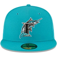 Men's New Era Teal Florida Marlins Cooperstown Collection Turn Back The Clock 59FIFTY Fitted Hat