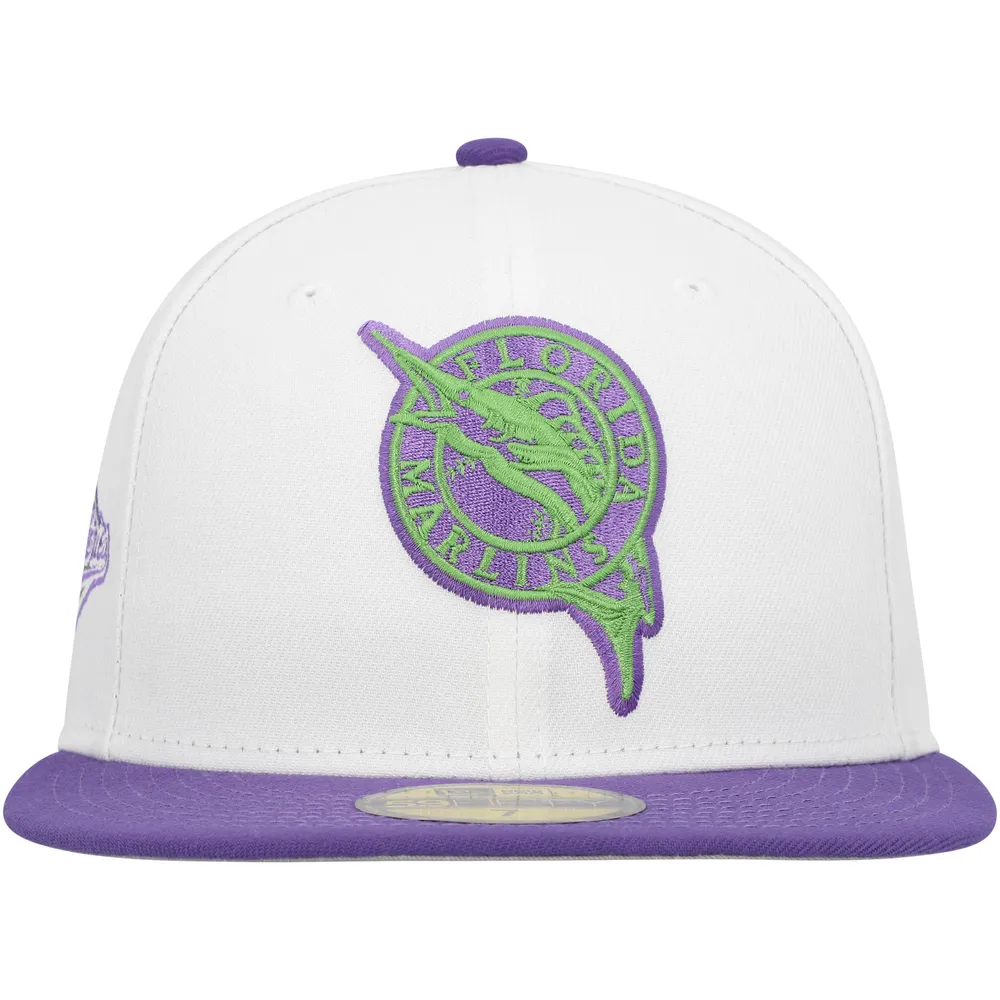 Casquette ajustée 59FIFTY pour homme avec écusson latéral Florida Marlins New Era blanche