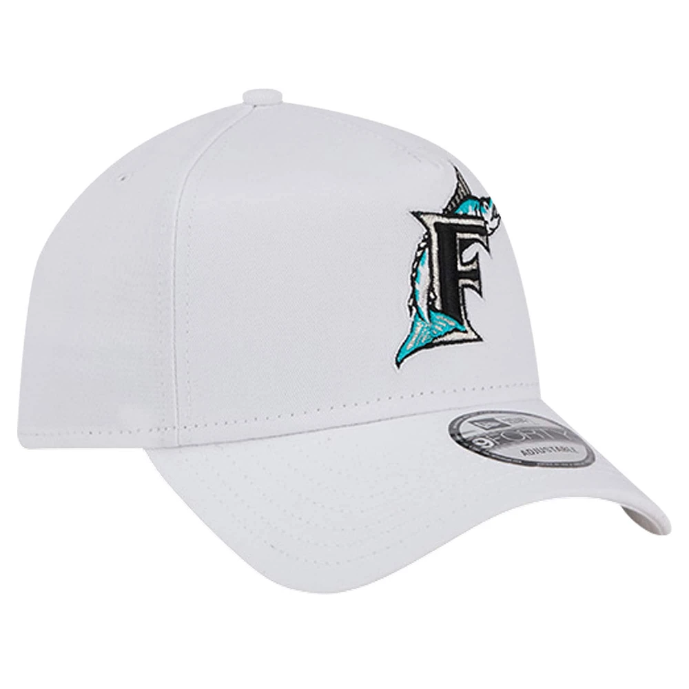 Men's New Era White Florida Marlins TC A-Frame 9FORTY Adjustable Hat