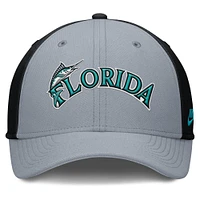 Men's Nike Gray/Black Florida Marlins Rise Swoosh Performance Flex Hat