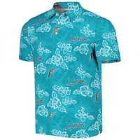 Men's Reyn Spooner Teal Florida Marlins Cooperstown Collection Puamana Print Polo