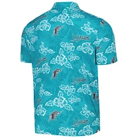 Men's Reyn Spooner Teal Florida Marlins Cooperstown Collection Puamana Print Polo