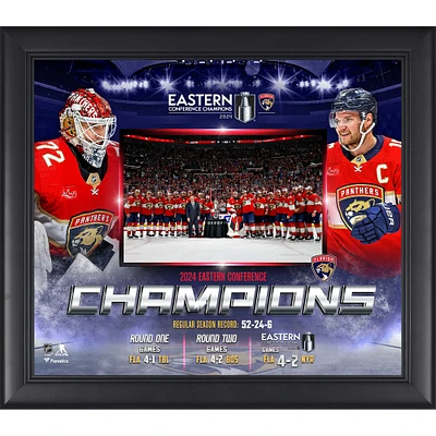 Collage encadré des champions de la Conférence Est des Panthers de la Floride 2024, 15 po x 17 po