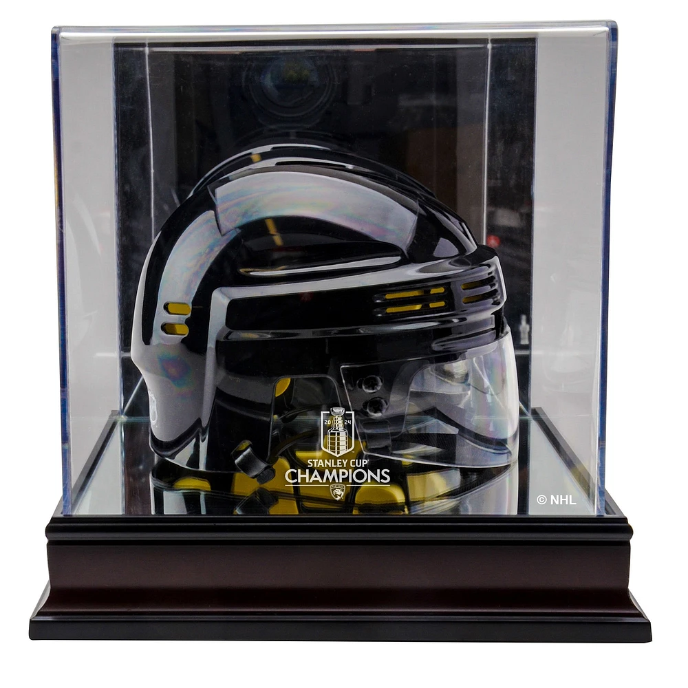 Florida Panthers 2024 Stanley Cup Champions Mahogany Mini Helmet Logo Display Case