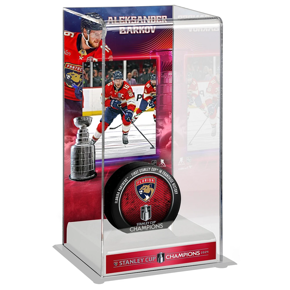Aleksander Barkov Florida Panthers 2024 Stanley Cup Champions Logo Deluxe Tall Hockey Puck Case