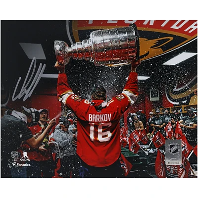 Aleksander Barkov Florida Panthers Autographed 2024 Stanley Cup Champions 8" x 10" Locker Room Raising Cup Photograph