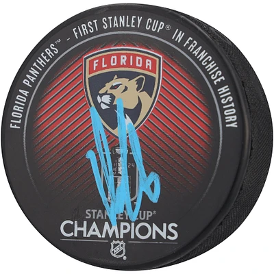 Aleksander Barkov Florida Panthers Autographed 2024 Stanley Cup Champions Hockey Puck 